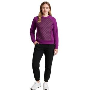 Title Nine Quilted Pullover Sweatshirt Mulberry Purple Large